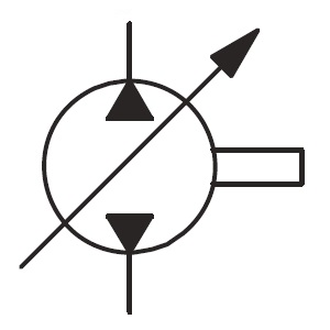 Bidirectional variable displacement hydraulic pump symbol